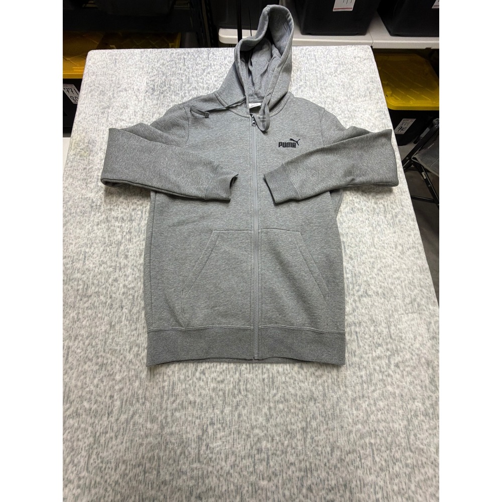 Puma ESS Full Zip Hoodie Heather Gray Recycled Material Size‎ S NWT